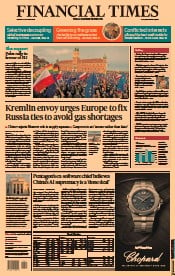 Financial Times () Newspaper Front Page for 11 October 2021