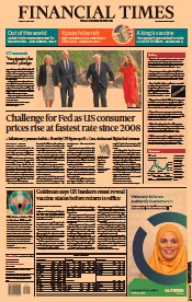 Financial Times () Newspaper Front Page for 11 June 2021