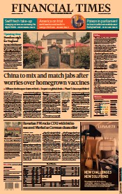Financial Times () Newspaper Front Page for 12 April 2021