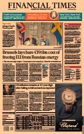 Financial Times () Newspaper Front Page for 12 May 2022