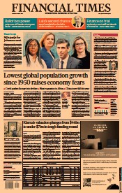 Financial Times () Newspaper Front Page for 12 July 2022
