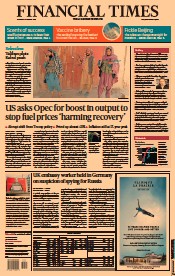 Financial Times () Newspaper Front Page for 12 August 2021