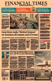 Financial Times () Newspaper Front Page for 12 August 2022