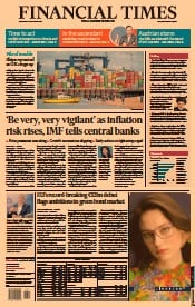 Financial Times () Newspaper Front Page for 13 October 2021