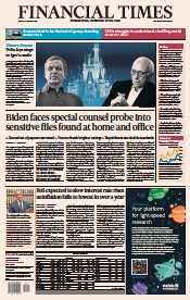 Financial Times () Newspaper Front Page for 13 January 2023