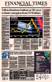 Financial Times () Newspaper Front Page for 13 March 2023
