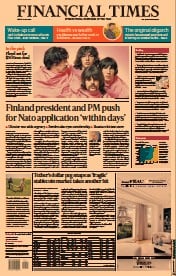 Financial Times () Newspaper Front Page for 13 May 2022