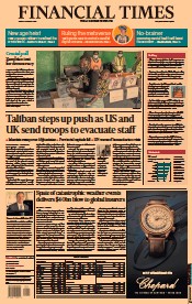 Financial Times () Newspaper Front Page for 13 August 2021