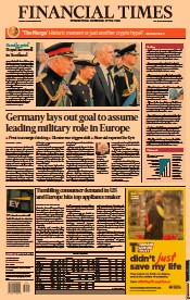 Financial Times () Newspaper Front Page for 13 September 2022
