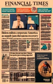 Financial Times () Newspaper Front Page for 14 October 2021