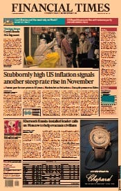 Financial Times () Newspaper Front Page for 14 October 2022