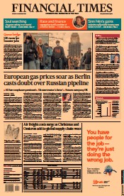 Financial Times () Newspaper Front Page for 14 December 2021