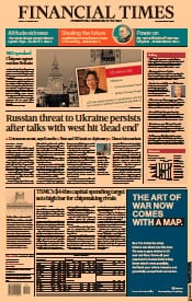 Financial Times () Newspaper Front Page for 14 January 2022