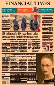 Financial Times () Newspaper Front Page for 14 July 2022