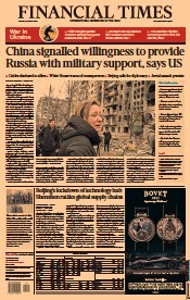 Financial Times () Newspaper Front Page for 15 March 2022
