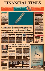 Financial Times () Newspaper Front Page for 15 April 2021
