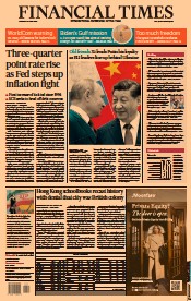 Financial Times () Newspaper Front Page for 16 June 2022