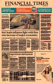 Financial Times () Newspaper Front Page for 17 December 2021