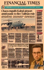 Financial Times () Newspaper Front Page for 17 August 2021