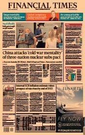 Financial Times () Newspaper Front Page for 17 September 2021