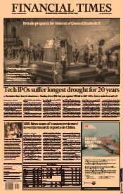 Financial Times () Newspaper Front Page for 19 September 2022