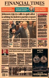 Financial Times () Newspaper Front Page for 1 February 2022