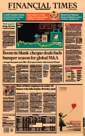 Financial Times () Newspaper Front Page for 1 April 2021