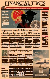 Financial Times () Newspaper Front Page for 1 July 2022