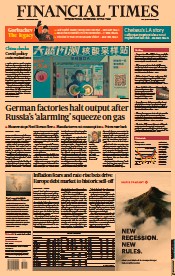 Financial Times () Newspaper Front Page for 1 September 2022