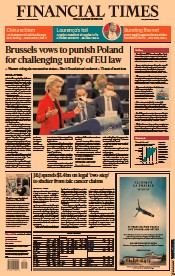 Financial Times () Newspaper Front Page for 20 October 2021
