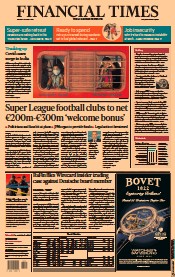 Financial Times () Newspaper Front Page for 20 April 2021
