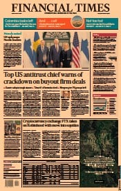 Financial Times () Newspaper Front Page for 20 May 2022