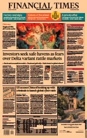 Financial Times () Newspaper Front Page for 20 July 2021