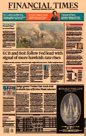 Financial Times () Newspaper Front Page for 20 July 2022