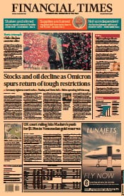 Financial Times () Newspaper Front Page for 21 December 2021