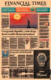 Financial Times () Newspaper Front Page for 21 September 2021