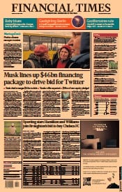 Financial Times () Newspaper Front Page for 22 April 2022