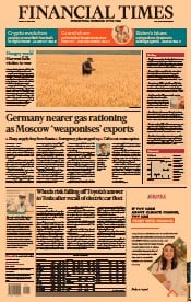 Financial Times () Newspaper Front Page for 24 June 2022