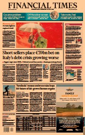Financial Times () Newspaper Front Page for 26 August 2022