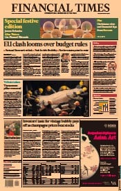 Financial Times () Newspaper Front Page for 27 December 2021
