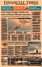 Financial Times () Newspaper Front Page for 27 January 2022