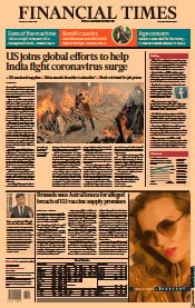 Financial Times () Newspaper Front Page for 27 April 2021