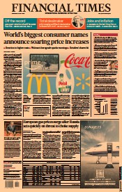 Financial Times () Newspaper Front Page for 27 July 2022