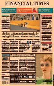 Financial Times () Newspaper Front Page for 28 March 2022