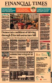 Financial Times () Newspaper Front Page for 29 March 2021