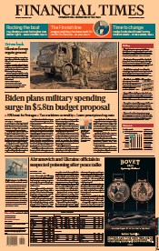 Financial Times () Newspaper Front Page for 29 March 2022