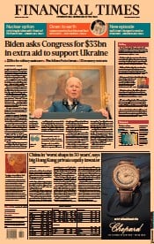 Financial Times () Newspaper Front Page for 29 April 2022