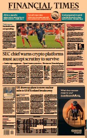 Financial Times () Newspaper Front Page for 2 September 2021