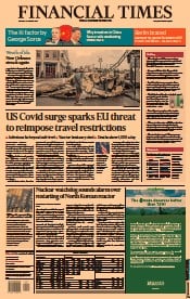 Financial Times () Newspaper Front Page for 31 August 2021