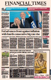 Financial Times () Newspaper Front Page for 3 November 2022